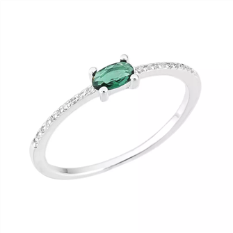 Anel solitrio oval zircnia esmeralda