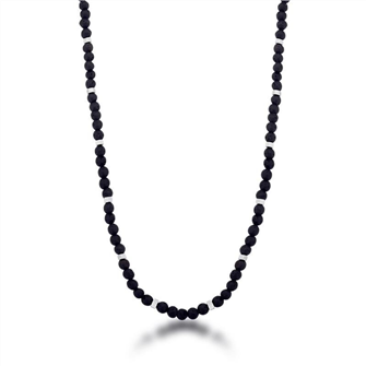 Corrente masculina pedra hexgono intercalada com ao.