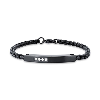 Pulseira malevel em ao negro e 4 zirconias