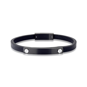 Pulseira masculina malevel com placa central em ao.